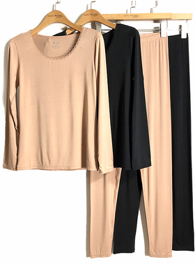 caser凯撒女超薄羊绒蛋白花边圆领秋衣秋裤保暖内衣套装BJ501102