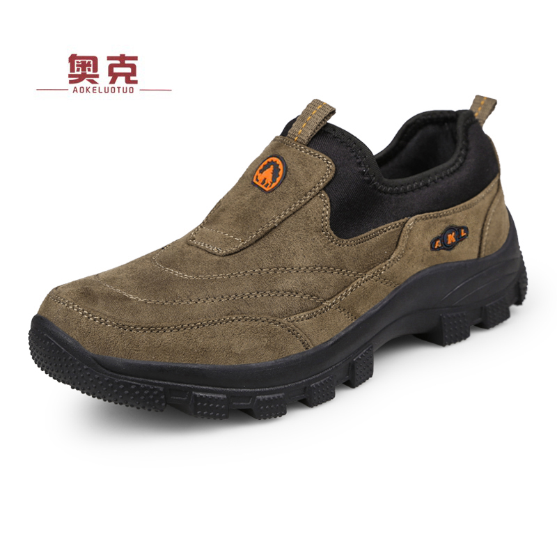 春秋户外登山男鞋运动无鞋带中年