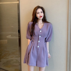 New French minority sweet Platycodon grandiflorum first love super fairy Mori skirt can be sweet or salt purple Jumpsuit