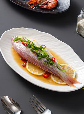 鱼盘菜盘陶瓷釉下彩异型盘高级感
