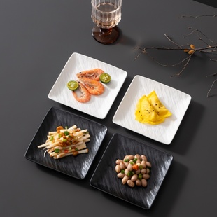 岩石纹日式陶瓷正方形凉菜碟前菜碟四方形小吃盘点心碟菜盘糕点盘
