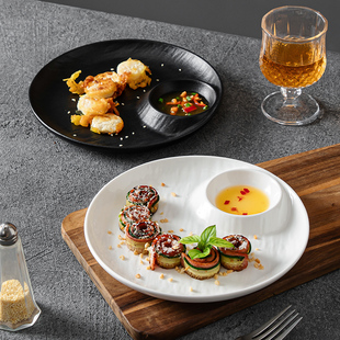 子母盘菜盘水饺子盘带醋碟寿司盘简约精致小吃盘餐盘虾盘薯条盘子