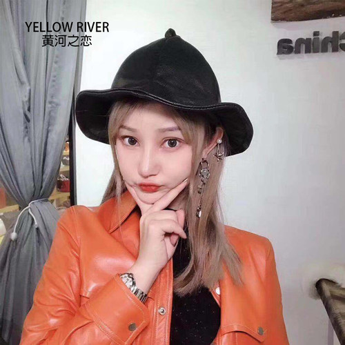 卷边青年羊皮韩版巫师帽