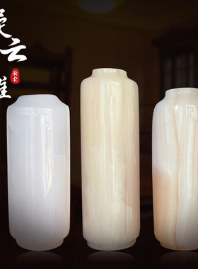 福建天然玉石花瓶摆件