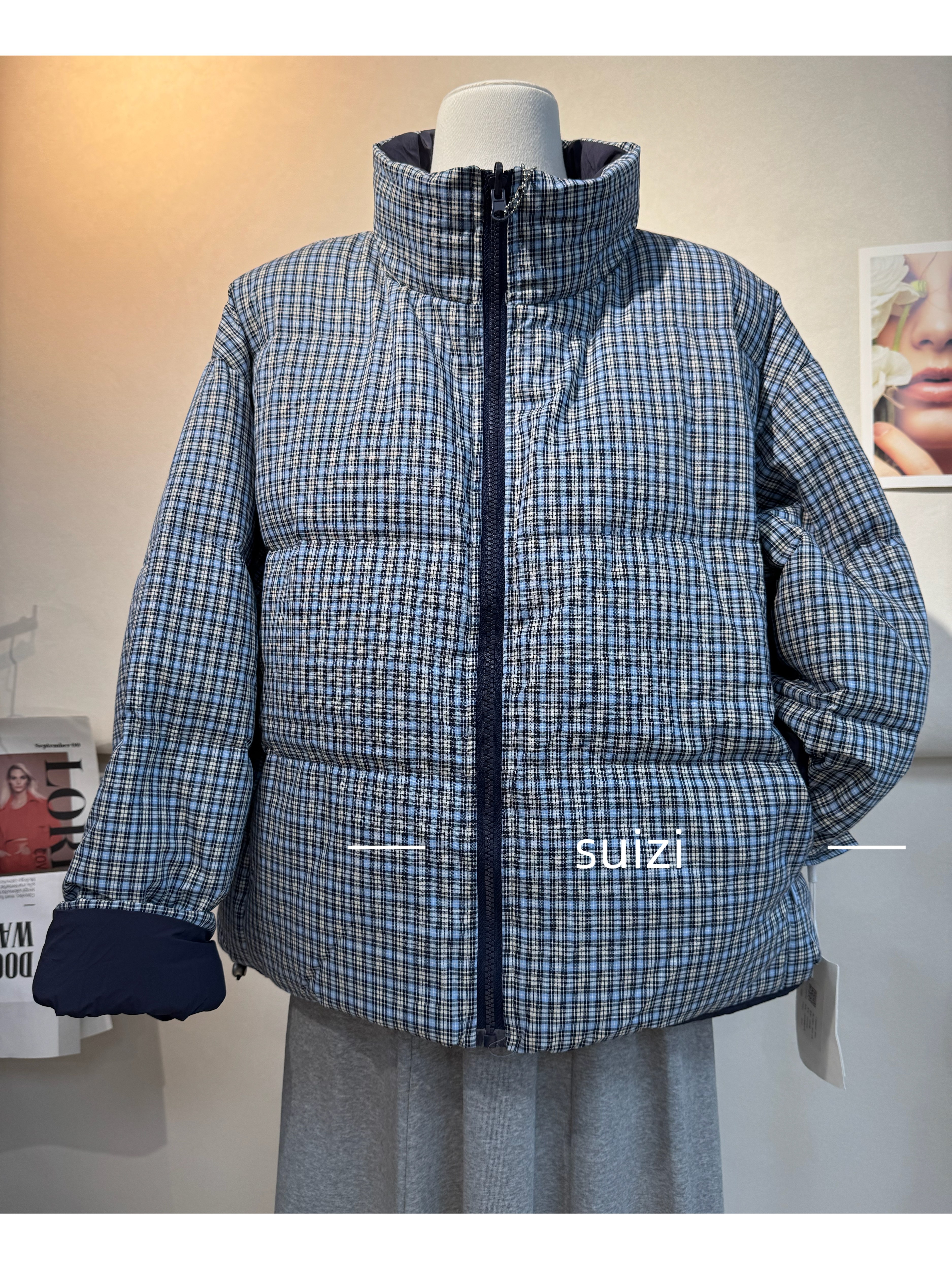 【Suizi】双面穿韩系复古格子羽绒服女2025新款显瘦百搭短款外套