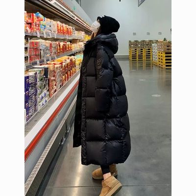 黑金长款过膝羽绒棉服2025新款加厚保暖男女棉袄冬季棉衣情侣外套