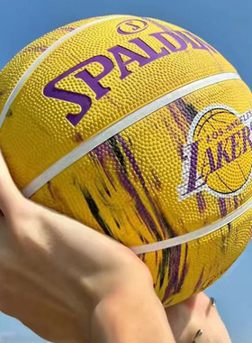 斯伯丁湖人队徽篮球正品成人7号室外水泥地耐磨橡胶球礼物84-095Y