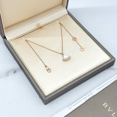 BVLGARI/宝格丽小号玫瑰金白贝母扇子项链 正品保真 支持鉴定
