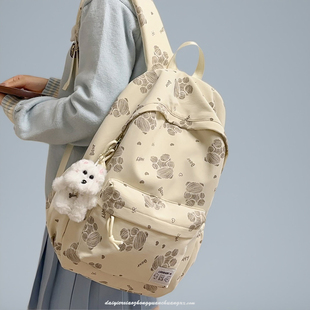可爱小熊印花双肩包女学生书包小众不撞款轻便高颜值校园小型背包