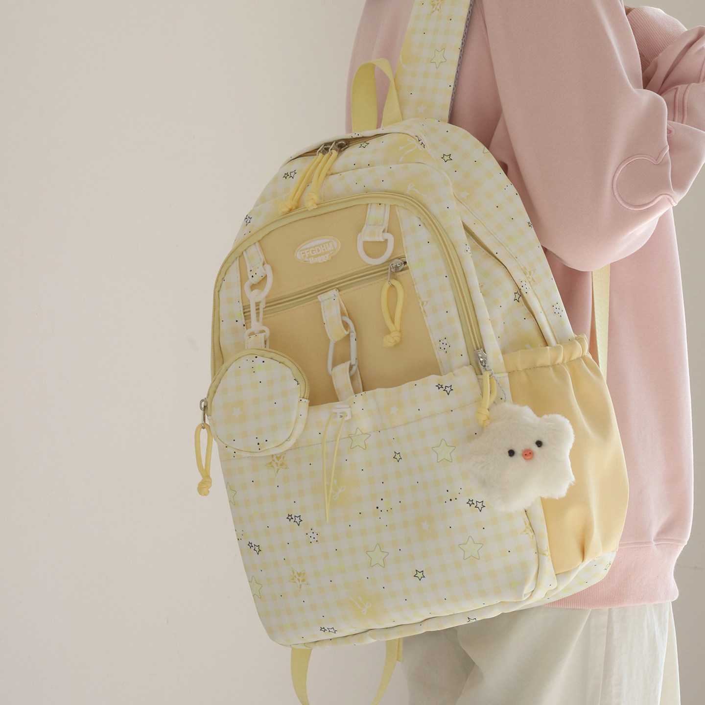 高颜值书包女初中生韩版森系大容量背包高中小学生时尚轻便双肩包