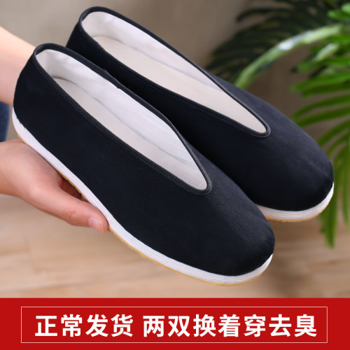老北京布鞋男中老年人散步鞋圆口