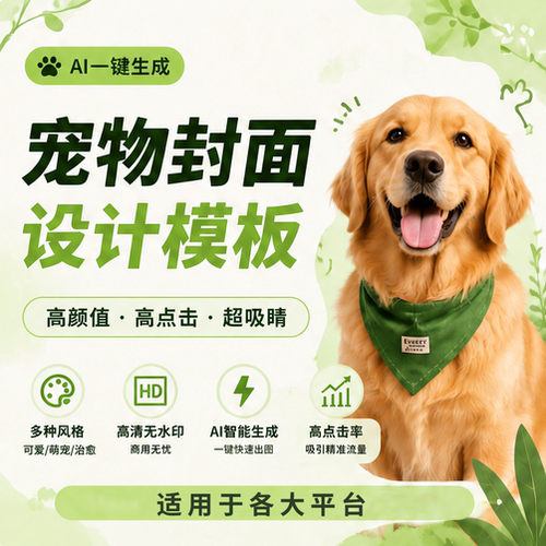 宠物自媒体封面设计制作猫咪狗狗短视频封面模板一键生成