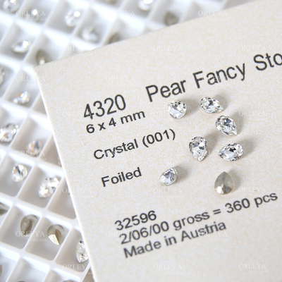 正品施家华子奥地利水晶美甲钻4320尖底水滴001白色diy热门饰品