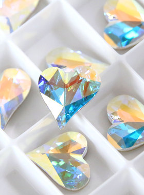 现货正品奥地利施家华子4809尖底异形歪心001AB幻彩桃爱心美甲钻