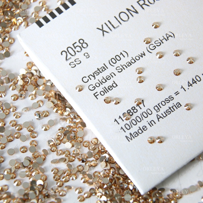 正品施家华子奥地利水晶美甲钻2058平底001GSHA金色魅影色diy圆钻
