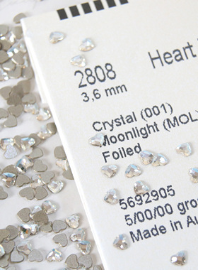 正品施家华子奥地利水晶美甲钻2808平底爱心001MOL月光白色diy
