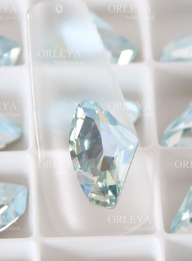 正品施家华子4757尖底斧头翅膀361MOL月光浅粉蓝色-1颗14*8.5MM