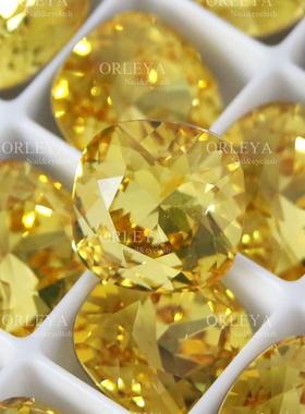 正品施家华子奥地利水晶美甲钻4470尖底肥方226金黄色-1颗10MM