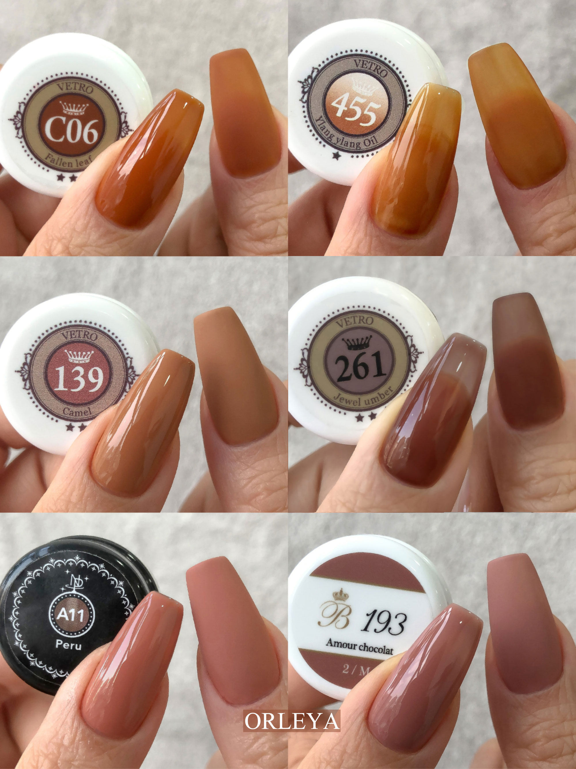 正品vetro bella棕色系列合集 秋冬蜂蜜焦糖色苦咖色美甲光疗胶