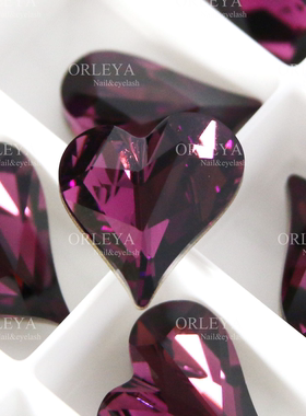 正品施家华子奥地利水晶美甲钻4809尖底歪桃爱心204紫色13*12MM