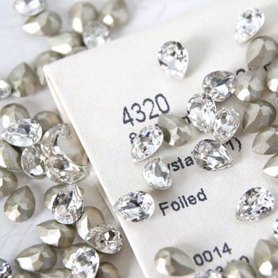 （多色）正品施家华子奥地利水晶美甲钻4320尖底水滴001白色
