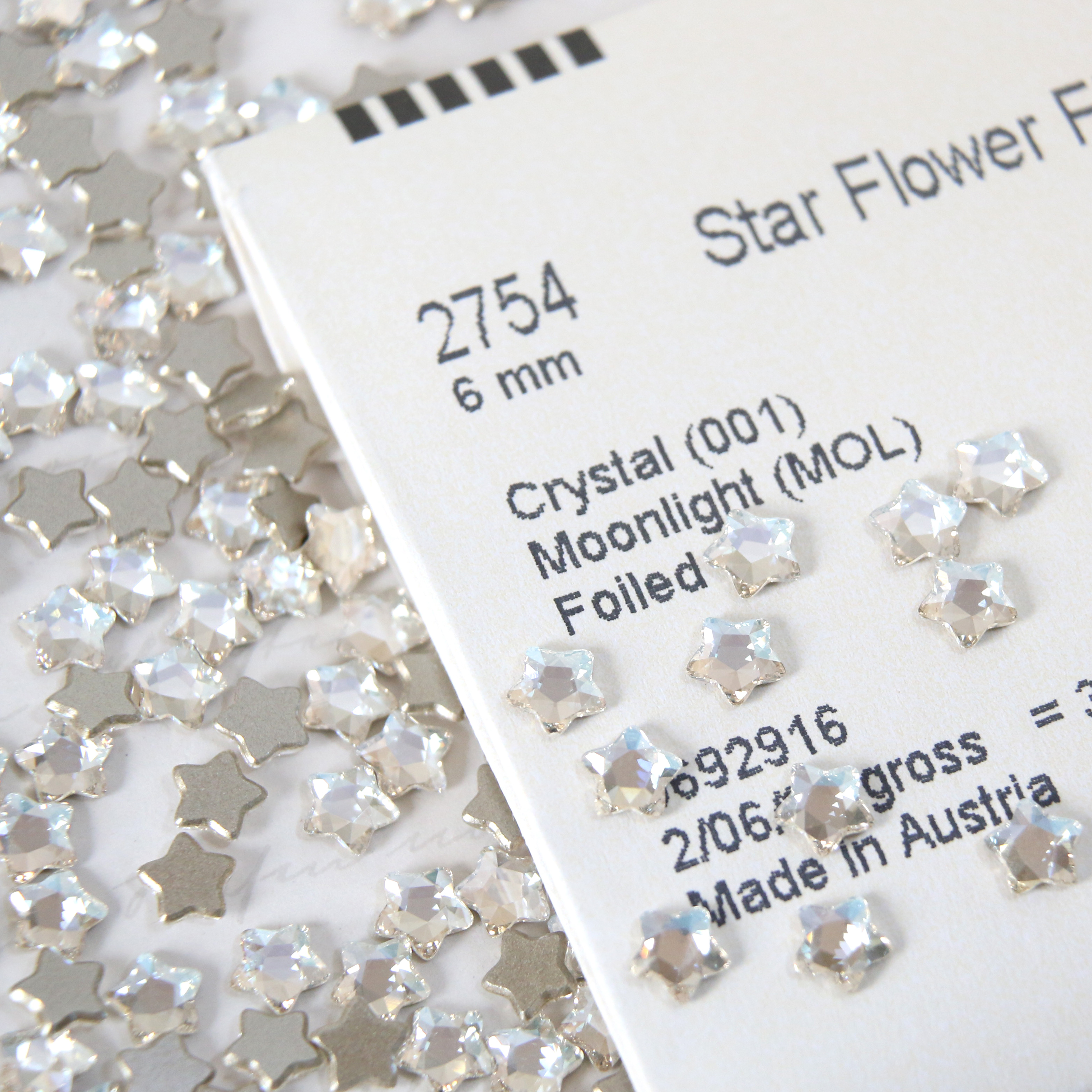 正品施家华子奥地利水晶美甲钻2754平底五角星001MOL月光白色diy