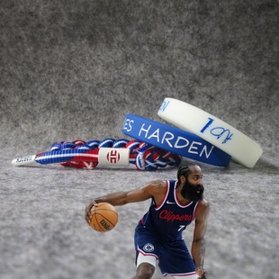 篮球快船1号哈登手链+签名三件套运动手环硅腕带球迷学生男女饰品