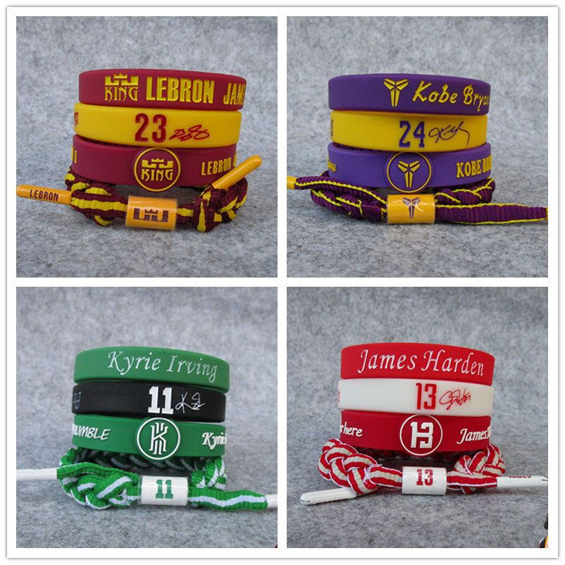 篮球球星科比詹姆斯库里欧文韦德哈登鞋带可调运动手环腕带饰品