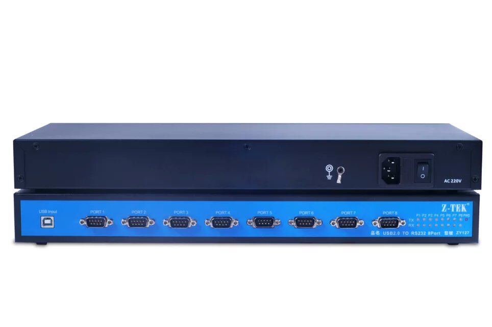 z-tek力特USB转8口串口ft232转换器9针COM八口RS232独立电源ZY127