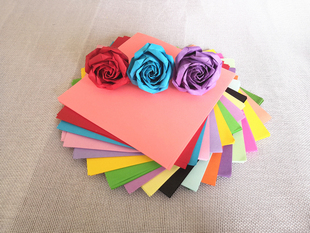 10cm折千纸鹤纸桃心折纸花球儿童手工DIY折纸卷心玫瑰纸情人节