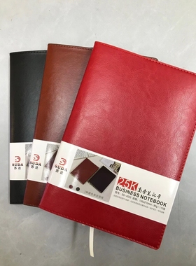 苏达笔记本4525红色黑色商务笔记本25Ｋ记事本皮面本