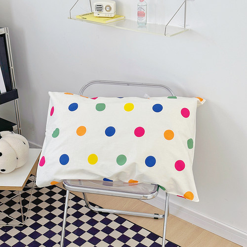 多巴胺彩色波点纯棉斜纹枕套定做