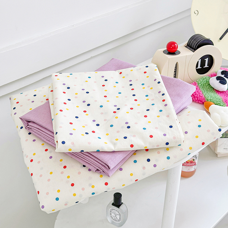 可定制彩色波点全棉斜纹床单床笠