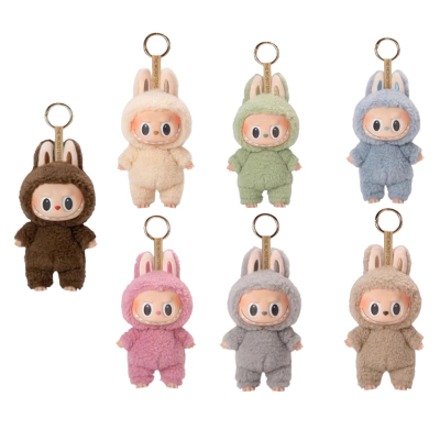 POPMART泡泡玛特Labubu 拉布布马卡龙搪胶脸盲盒毛绒公仔玩具挂件
