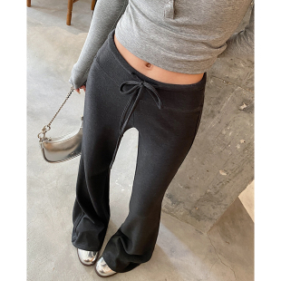 针织弹力直筒休闲拖地裤 小个子外穿瑜伽裤 女春夏2026新款 微喇叭裤