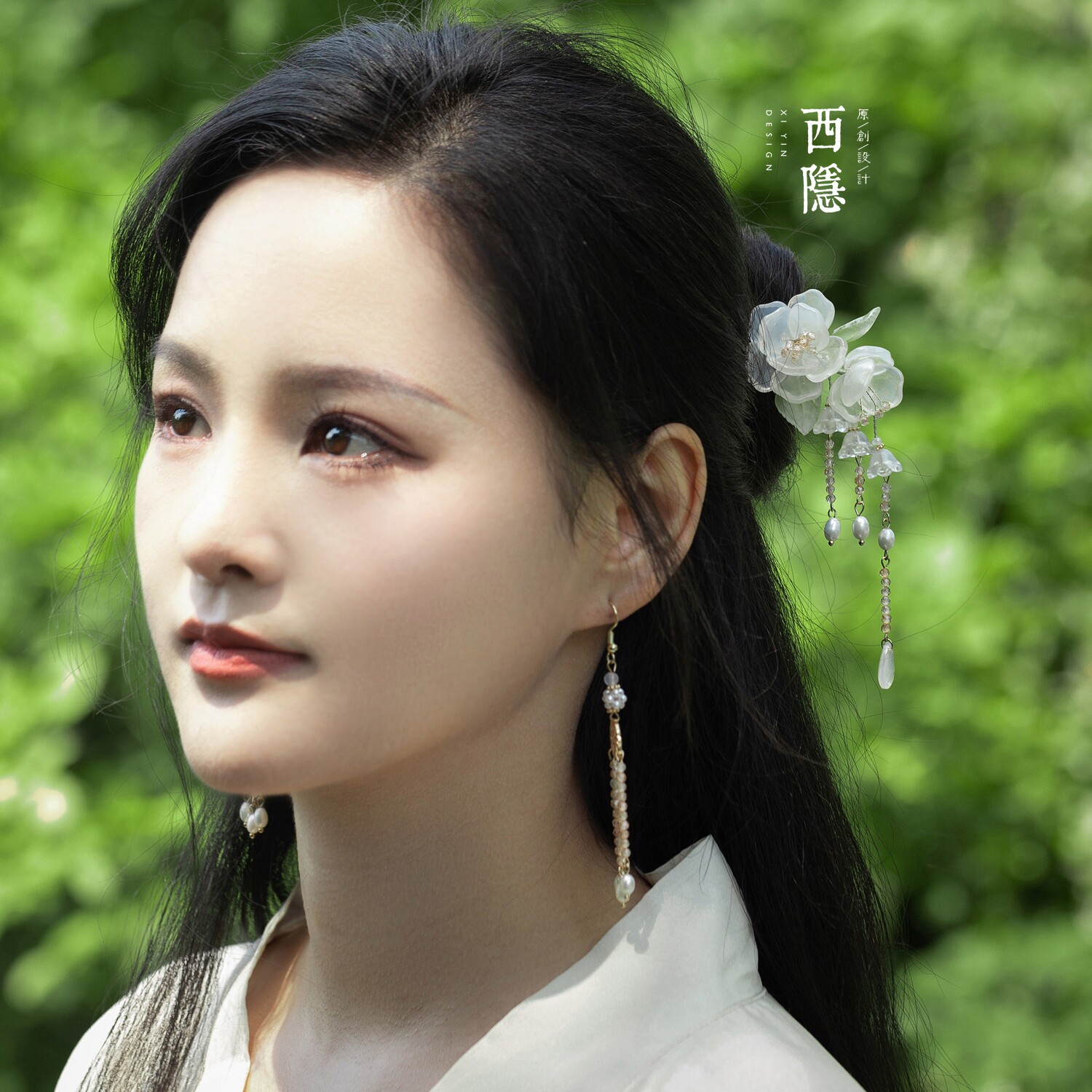 白茶清欢| 原创清冷气质新中式白茶花栀子花流苏古风汉服简约发簪