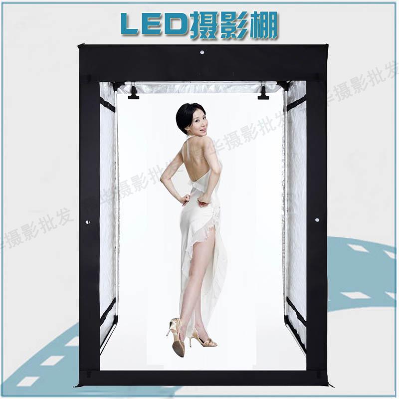 淘宝柔光箱拍照摄影静物台灯柜式服装棚 LED摄影棚小型套装160cm