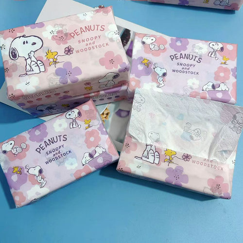 10包印花抽纸紫色史努比印花纸