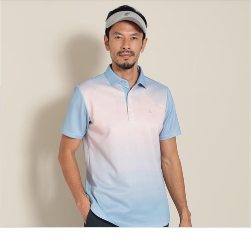 CALLAWAY卡拉威出口日本夏季男士高尔夫短袖POLO 渐变印花T恤速干
