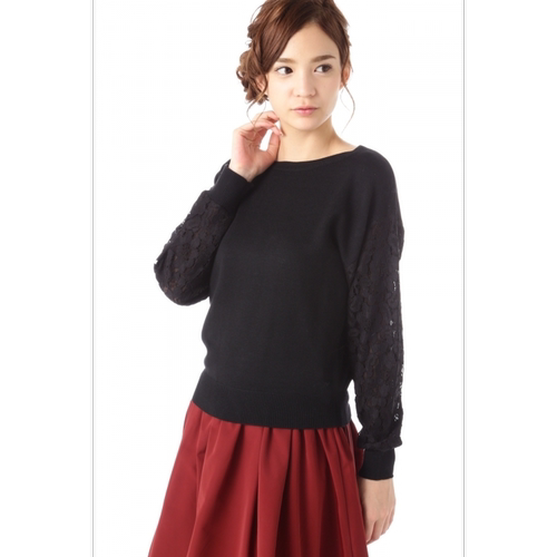 日本原单JILL STUART春秋女装春秋长袖花边袖毛衣270384