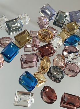 Risamoo秋冬色系高品质K9透底钻美甲透底钻尖底冰糖椭圆长方圆角