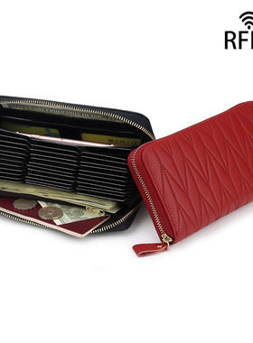 女士真皮大容量多功能卡包护照夹护照包拉链零钱包rfid卡片包收纳