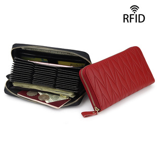 女士真皮大容量多功能卡包护照夹护照包拉链零钱包rfid卡片包收纳