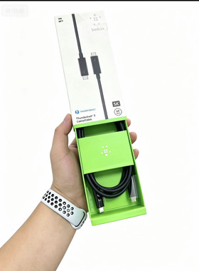 原装贝尔金Thunderbolt3雷电3数据线2米40Gbps 60W快充适配MacBook扩展坞Belkin高速传输支持5K视频显示器线