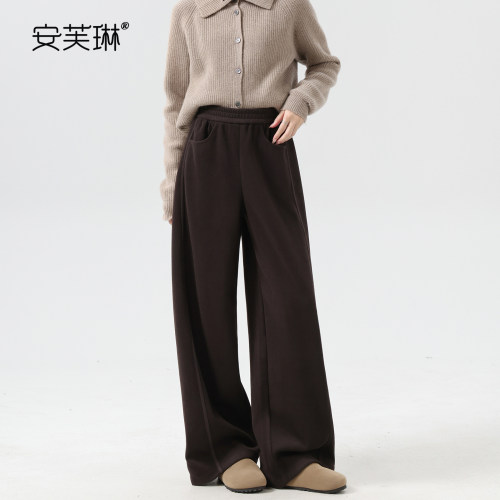 羊绒弯刀裤女秋冬加绒加厚阔腿裤