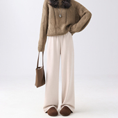 2025秋冬新款 子 女高腰垂感直筒休闲裤 升级颗粒绒雪尼尔窄版 阔腿裤