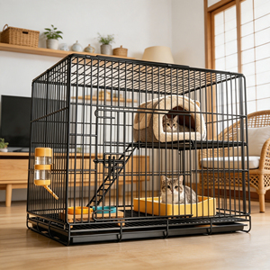 宠星人猫笼子家用室内双层猫别墅超大空间带猫窝猫厕所一体宠物笼