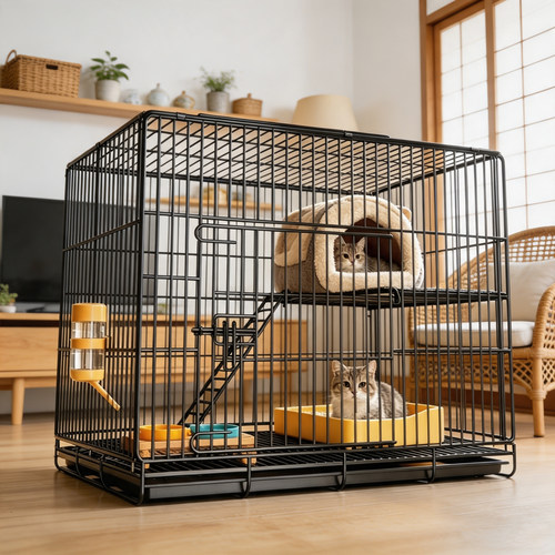 宠星人猫笼子家用室内双层猫别墅超大空间带猫窝猫厕所一体宠物笼