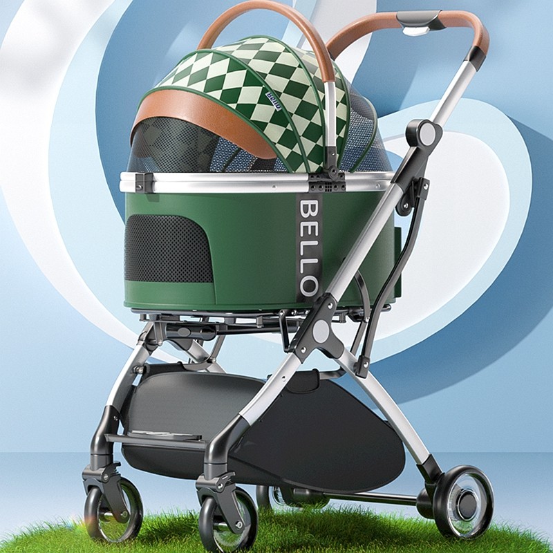 bello宠物推车轻便可折叠铝合金减震分离外出中小型犬猫咪手推车