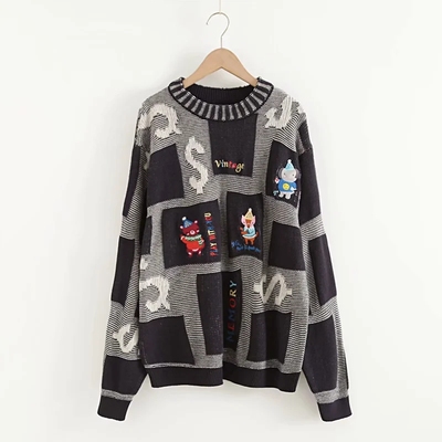 动物园贴布刺绣毛衣叙利亚旧感